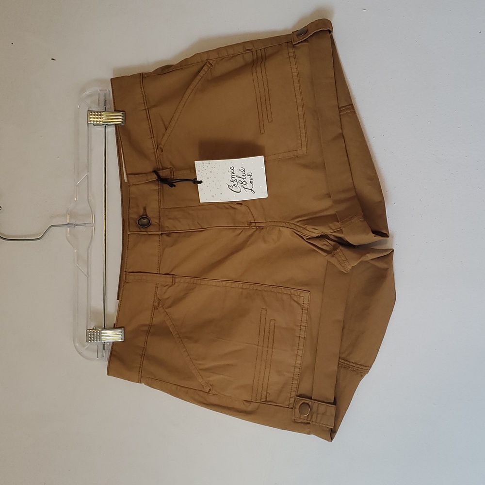 Cosmic Blue Love Dark Tan Shorts Size 28 Women Lounge Casual Pockets‎ Short NWT